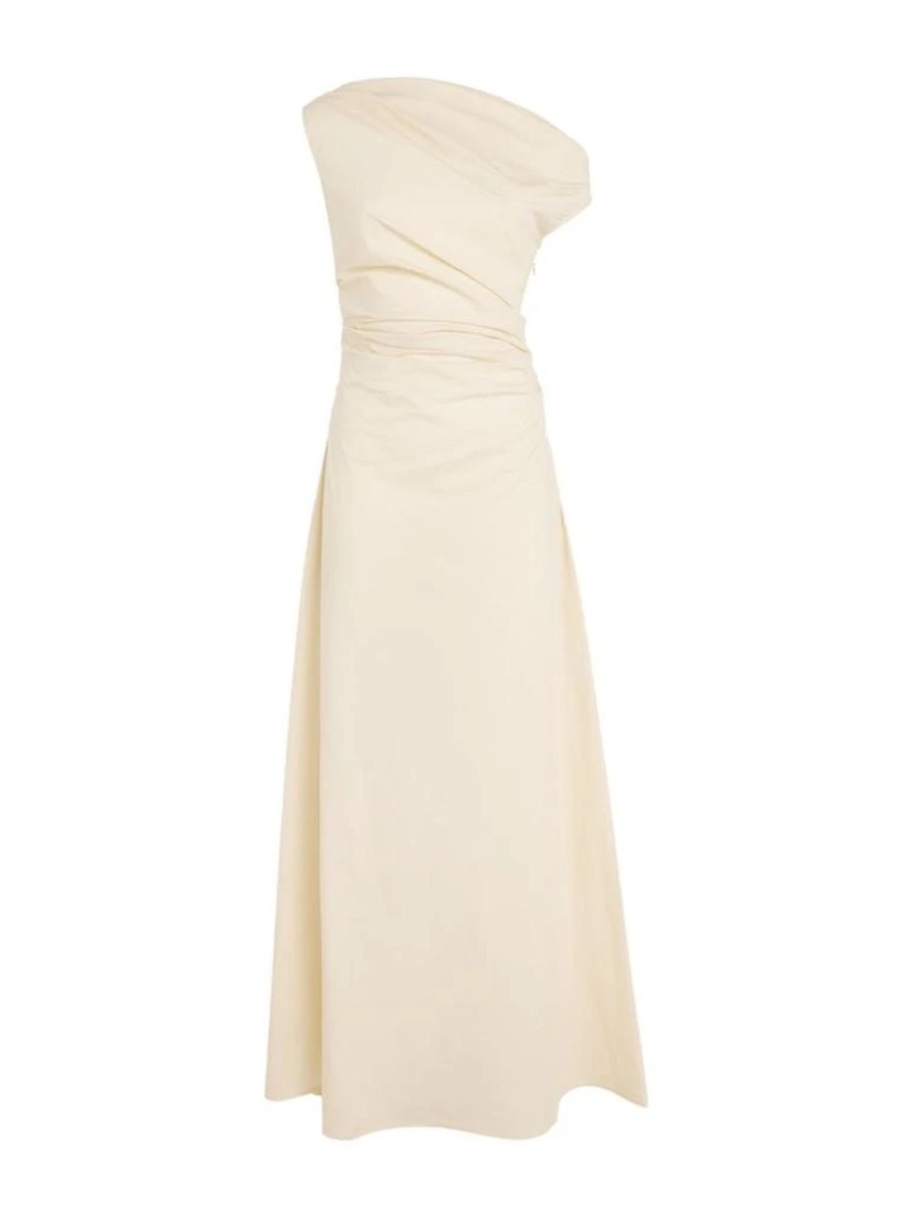 STAUD One-Shoulder Cream Maxi Gown
